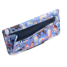 Load image into Gallery viewer, This wallet has everything you need plus a beautiful print! Measures 6.75 inches long x 3.5 inches wide x .5&quot; deep Zip change compartment,14 card slots &amp; clear ID slot Made with 100% recycled water-resistant polyester and vegan leather Magnetic closure