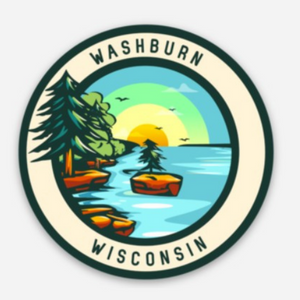 Show off your love of Washburn with local sticker art.  Decorate your world: Made in USA High Quality, Durable Vinyl Dish Washer & Outdoors Friendly Decorate your laptop, water bottle, cooler, or car! Measures: 2"