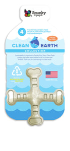 Clean Earth chew toys are made from 100% recycled plastic water bottles.  Super-durable Chicken flavor Recyclable Made in the USA